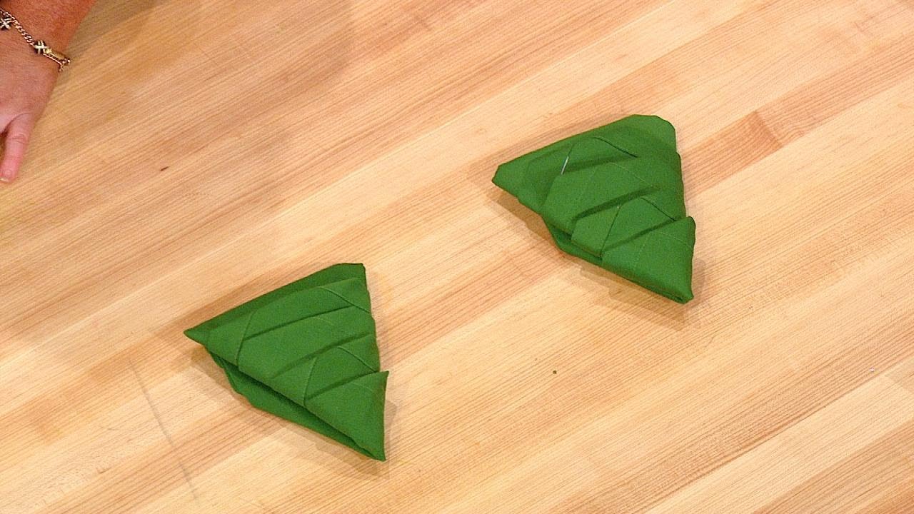 How to Fold Your Napkins Into Christmas Trees