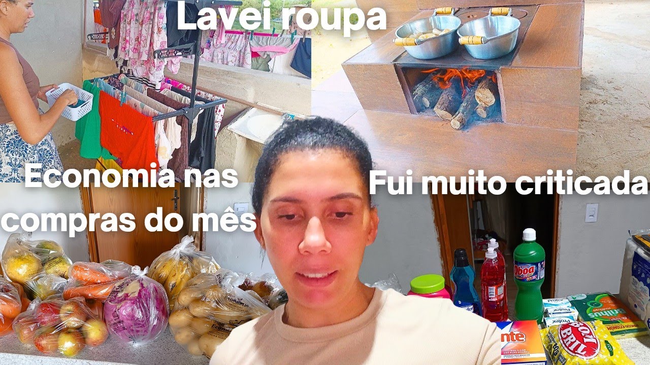 Economizei bastante nas compras/ fui muito criticada/ lavei roupas/ rotina 