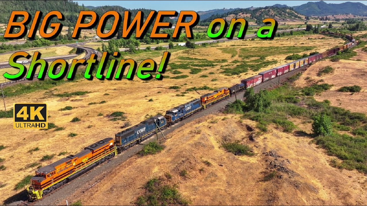 BIG POWER on a Shortline (4K) | CORP Roseburg Turn | Siskiyou Line | July 14, 2023
