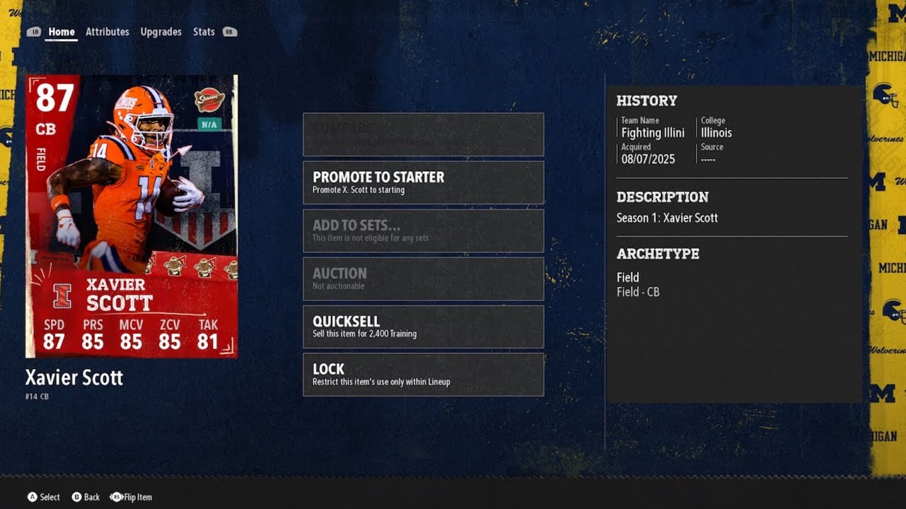 College Football 26 - I Unlock 87 Overall Xavier Scott 