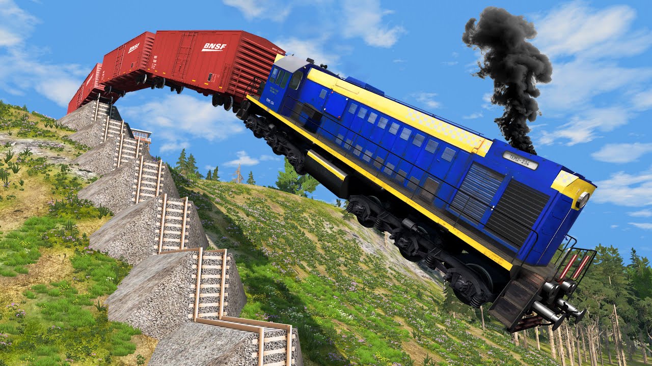 Train vs 💥Stairs Crashes #2 - BeamNG.Drive