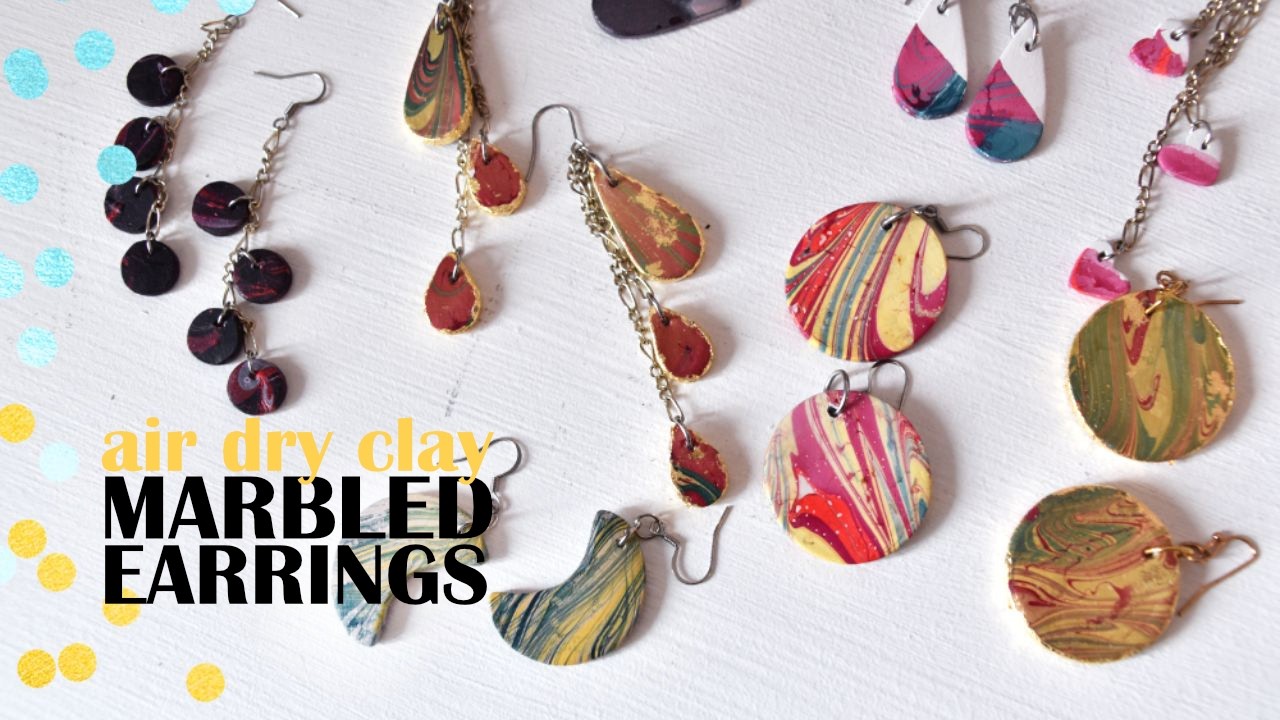 Marbled Air Dry Clay Earrings | DIY Earrings Tutorial