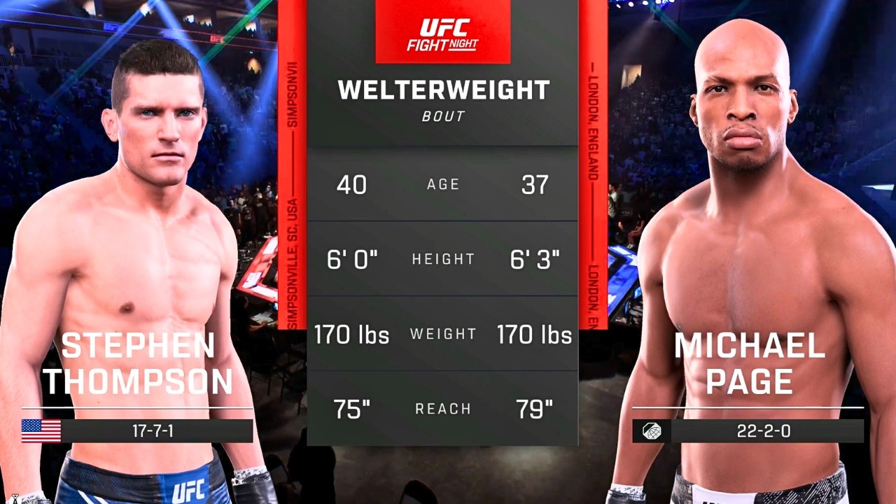 Stephen Thompson vs Michael 'Venom' Page FULL FIGHT | UFC 5 AI Simulation Gameplay (CPU vs CPU)