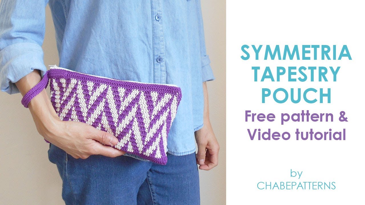Symmetria TAPESTRY POUCH | Free TAPESTRY CROCHET pattern for bag WITH LINING AND ZIPPER