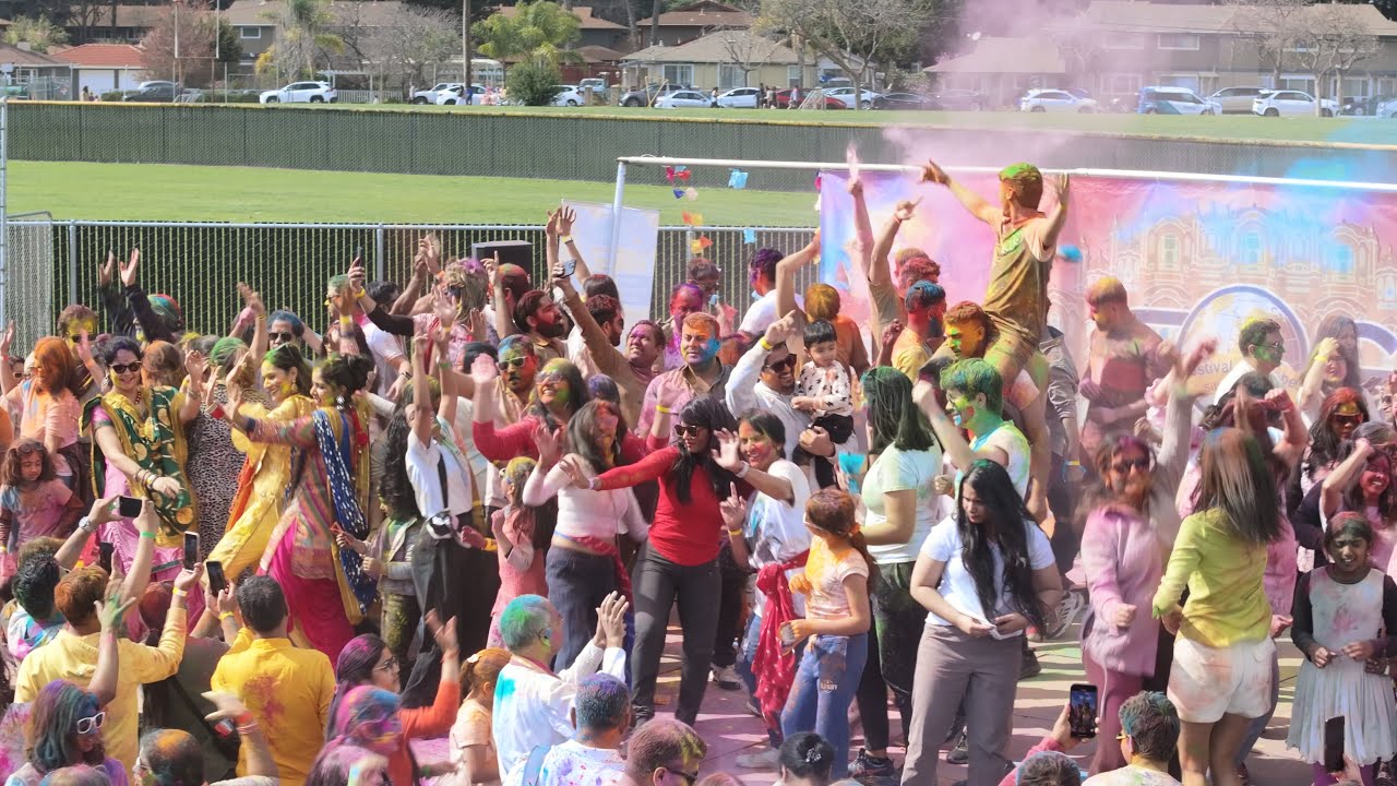 FOG Holi, Drone View, 4K, Washington High School, Fremont, California
