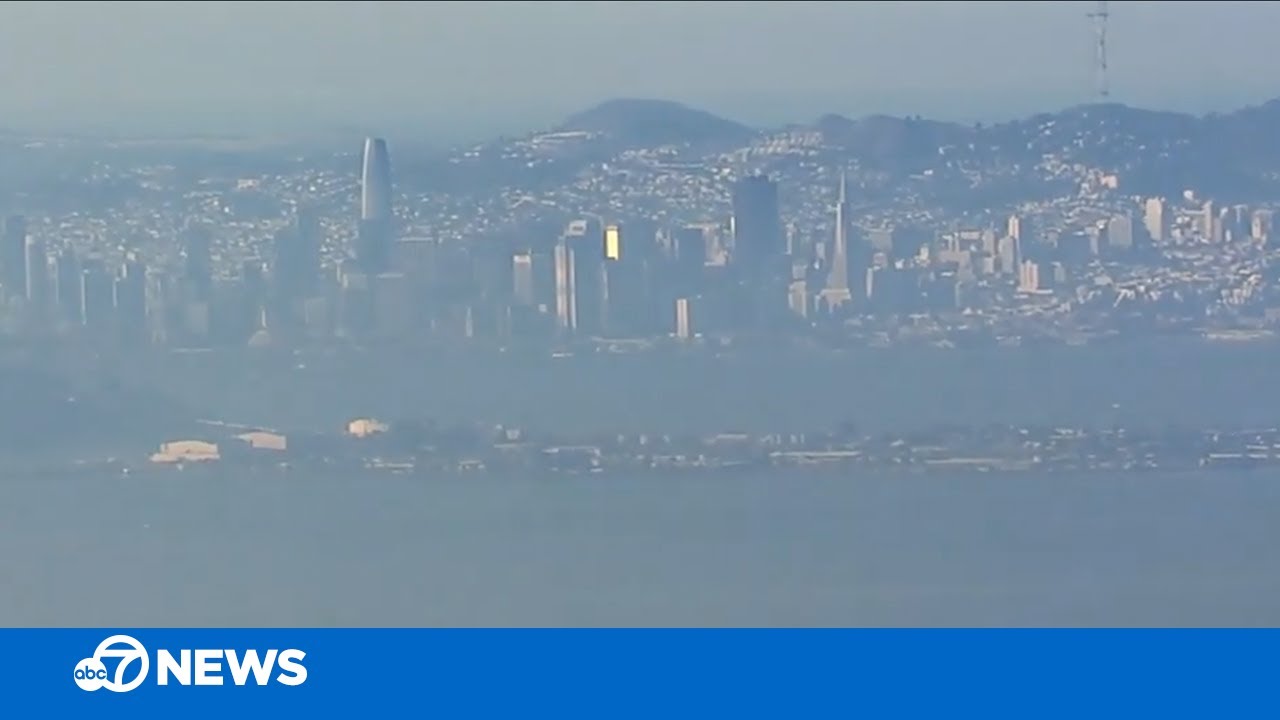 Chopper shows heavy wildfire smoke over San Francisco, Oakland