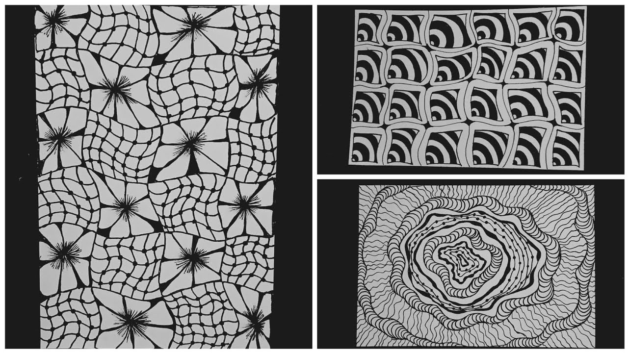 simple zentangle pattern for beginners/doodles for relaxing/satisfying sketch ideas 