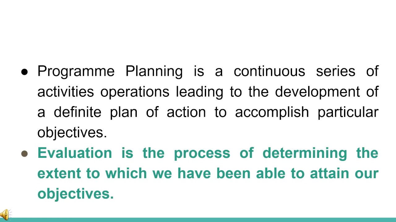 Lecture On Programme Planning