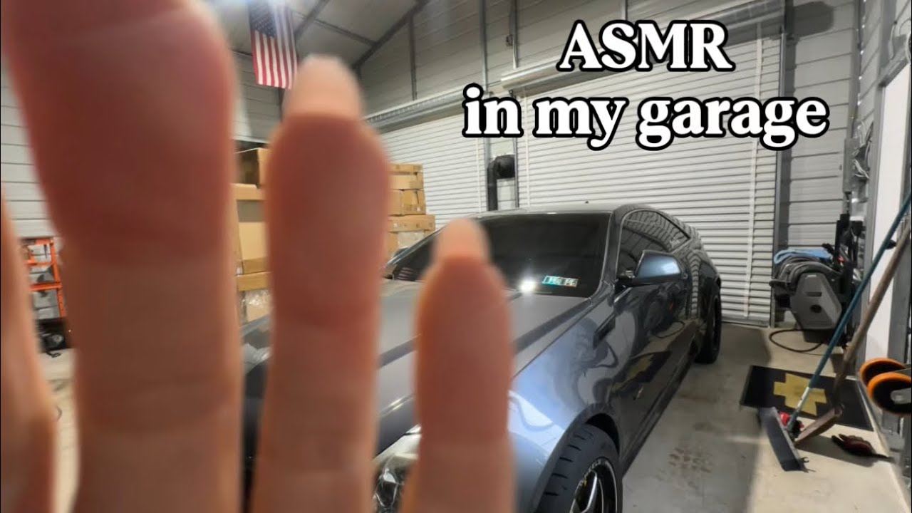 GARAGE ASMR: rain on metal roof, no-talking camera taps, scratching & cars!