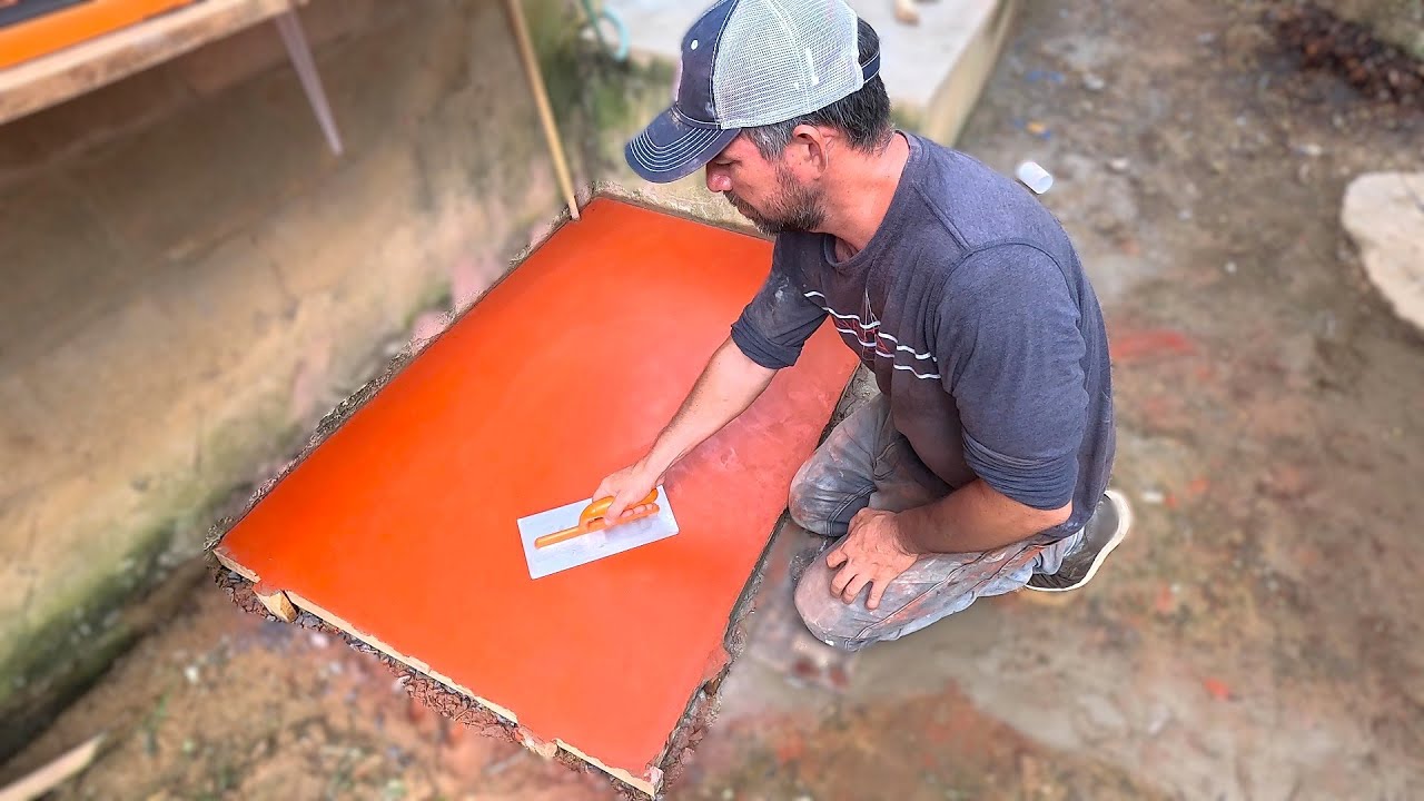 como hacer un piso pulido color rojo