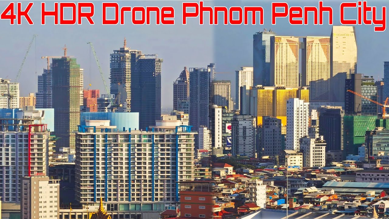 HDR 4K Videos Drone Footage Cambodia Phnom Penh Capital City With DJI Air 3
