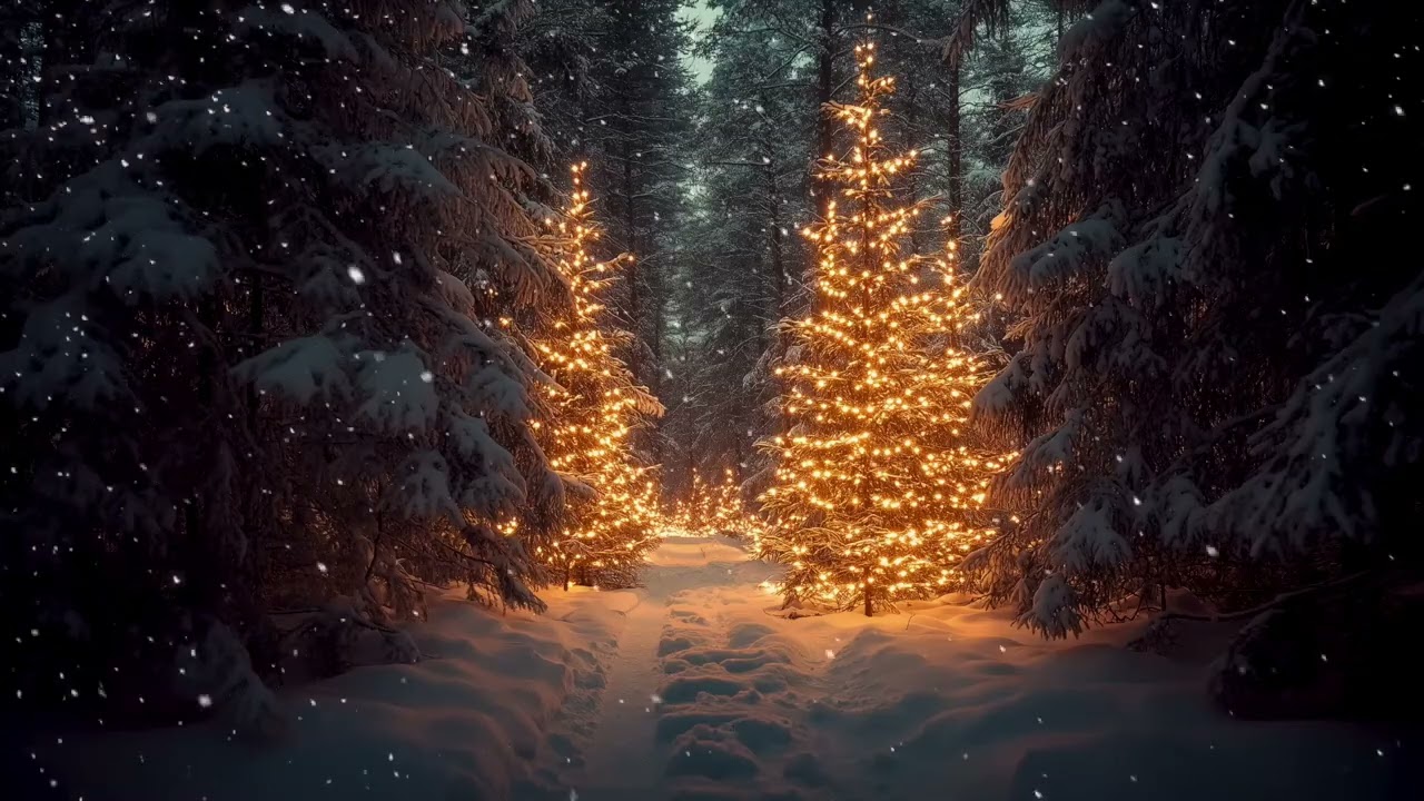 Magical Winter Forest ASMR ❄️✨ Snowfall & Christmas Lights Ambience