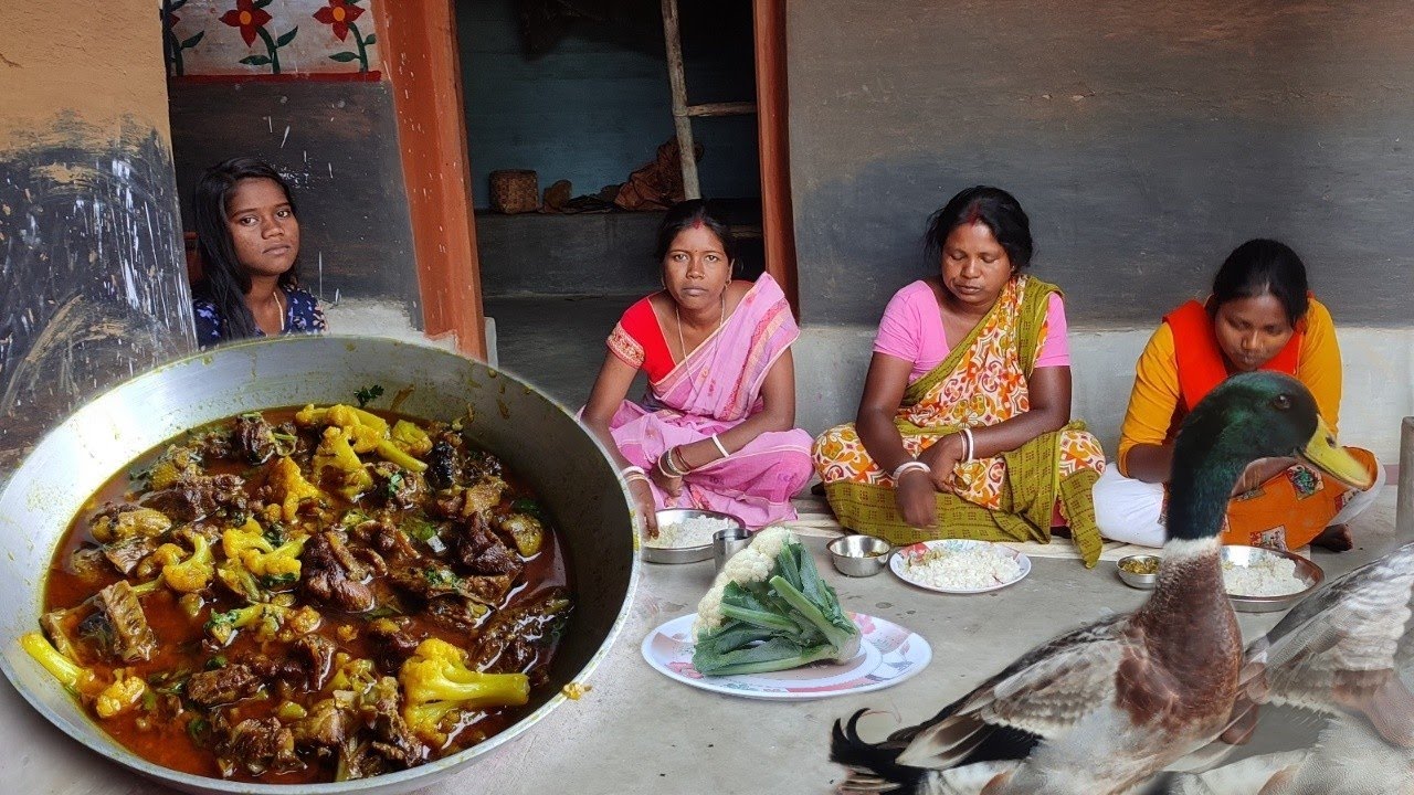 Duck Meat Curry Cooking With Cauliflower || DUCK Recipe By Village Tribe People | Duck Meat Curry
