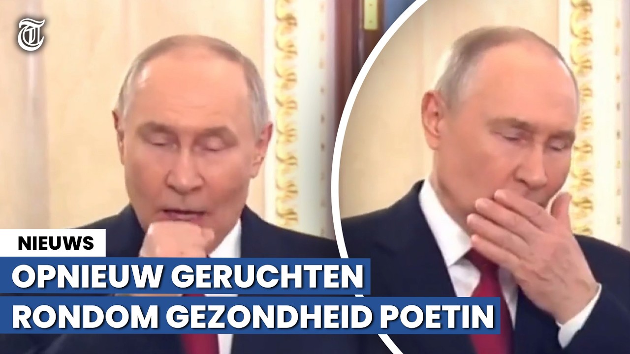Hoestende Poetin (73) heeft moeite om speech af te maken