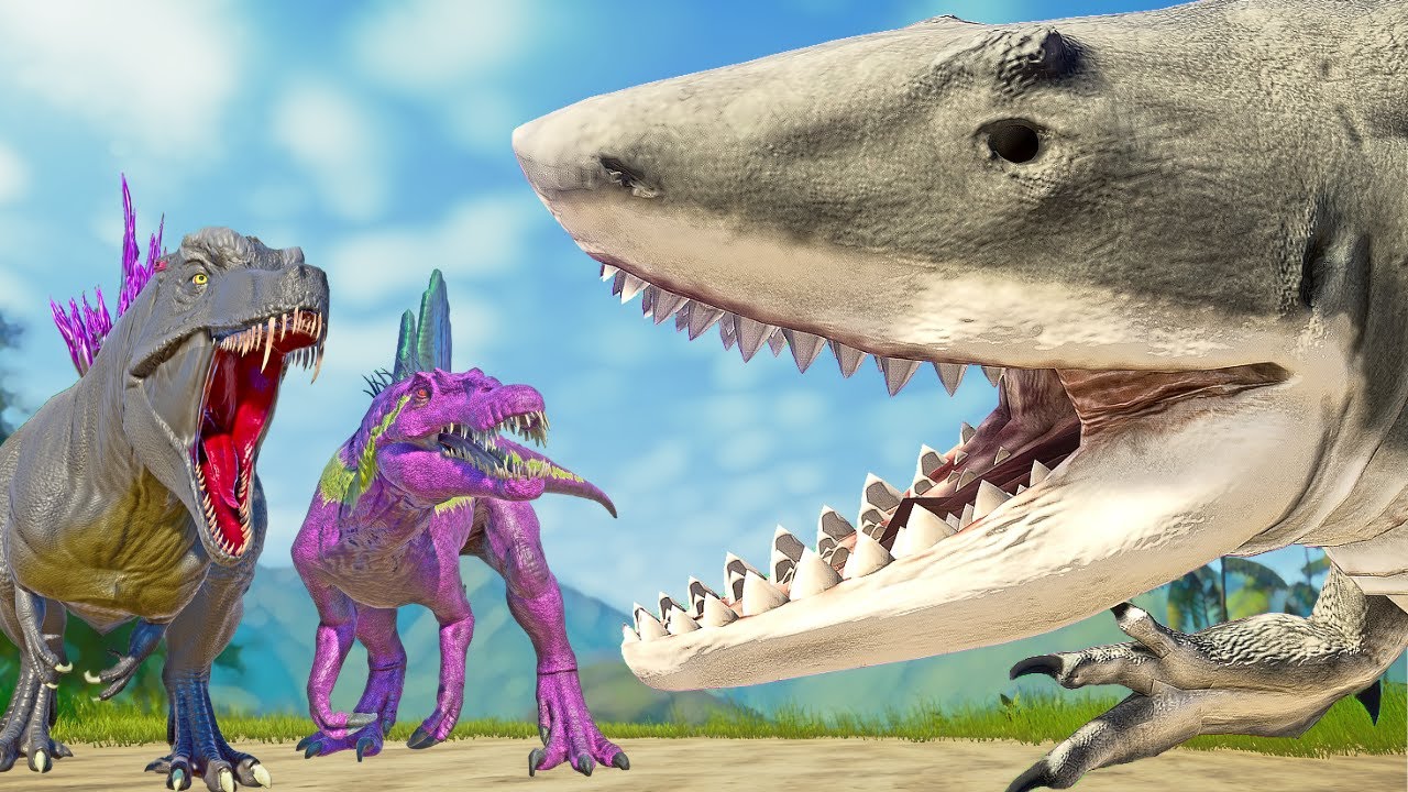 SHARKZILLA Evolution vs GODZILLA & Monster Hybrids SPINO with ULTIMASAURUS Fight!