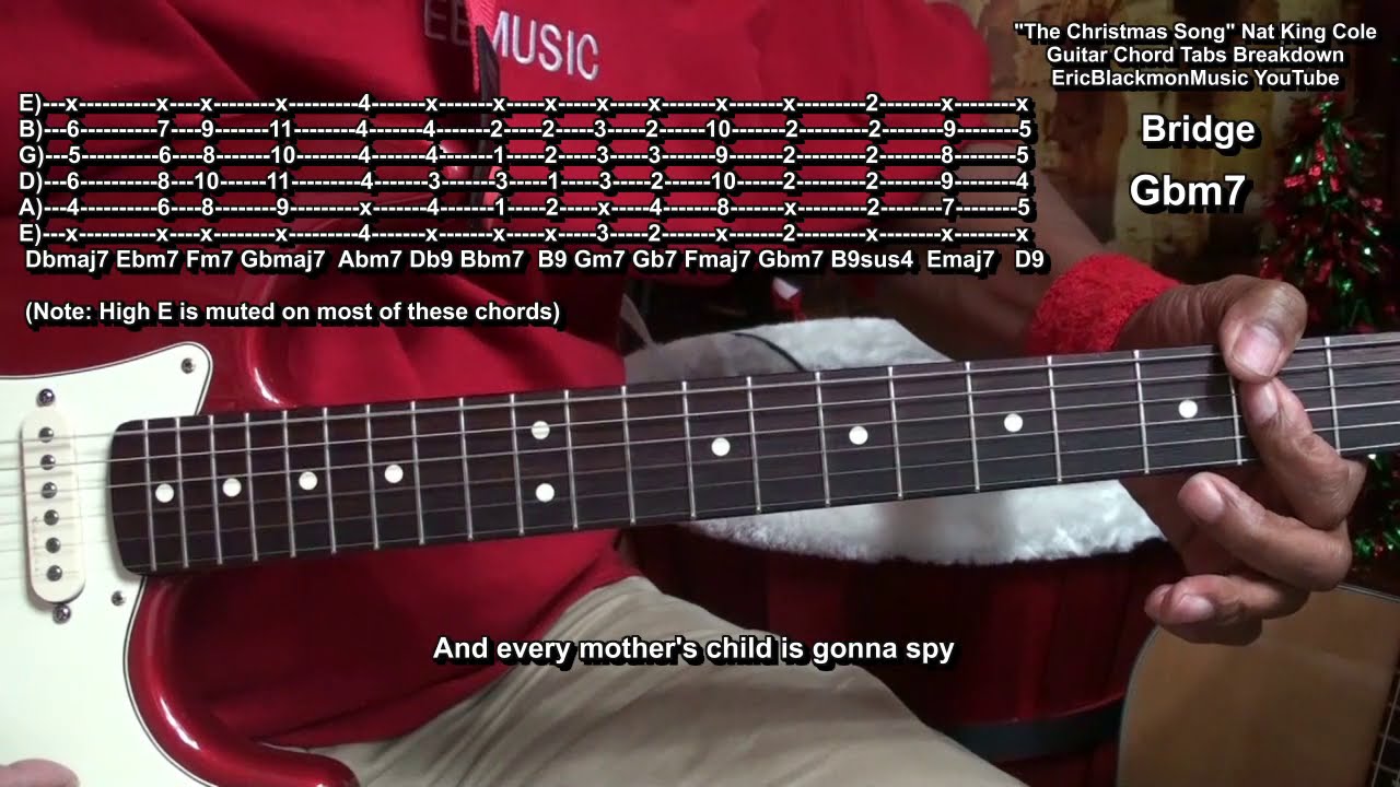 THE CHRISTMAS SONG Nat King Cole Guitar Chord Tabs Tutorial - Chestnuts Roasting 