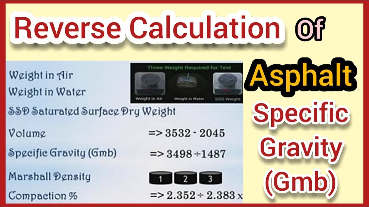 Reverse Calculation of Asphalt Specific Gravity Gmb | Compaction | Hindi | All About Civil Engineer
