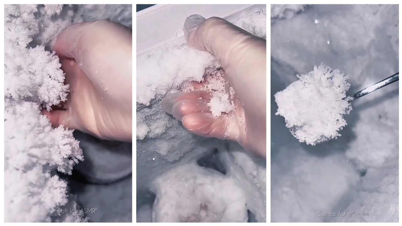 Freezer Frost Eating ❄️ Flakey Crispy Frost 🥶 #freezerfrost #ice #asmreating #satisfying #youtube 