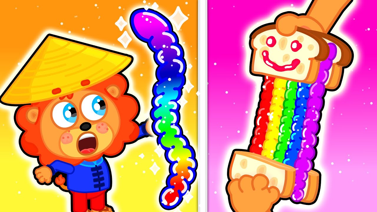 LeonCito | Sándwich de gusanos de goma arcoíris | Dibujos animados | Video Para Niños