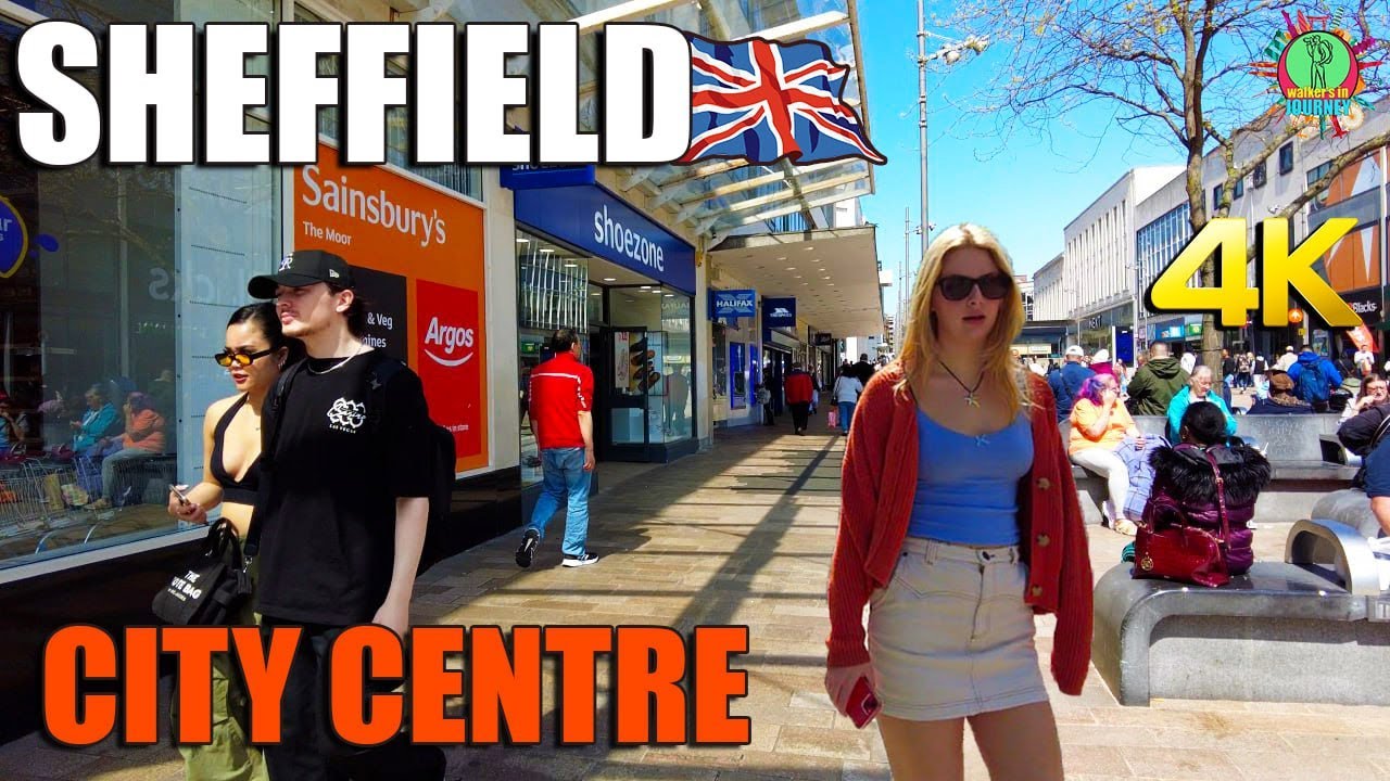 Sheffield City Centre Walking Tour 4K 60fps #England #Sheffield #UK