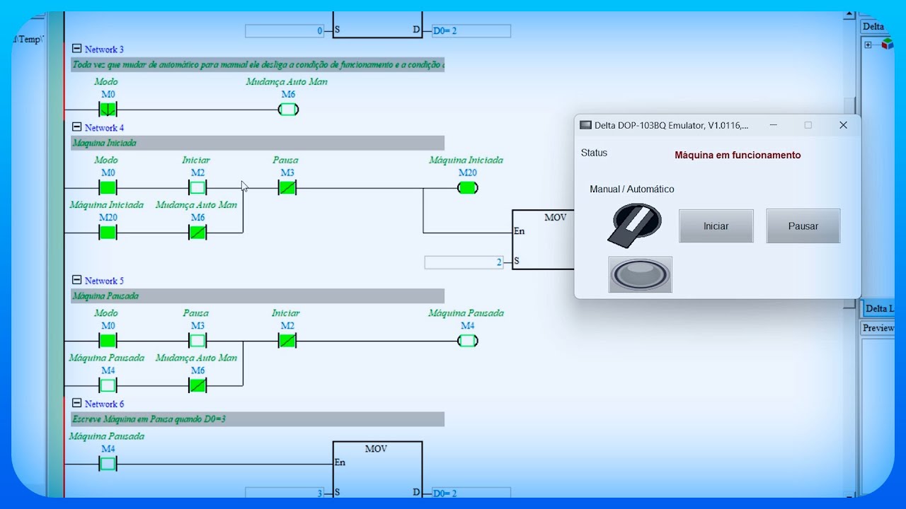 Criando e Simulando Lógica Manual/Automático com CLP e IHM Delta!
