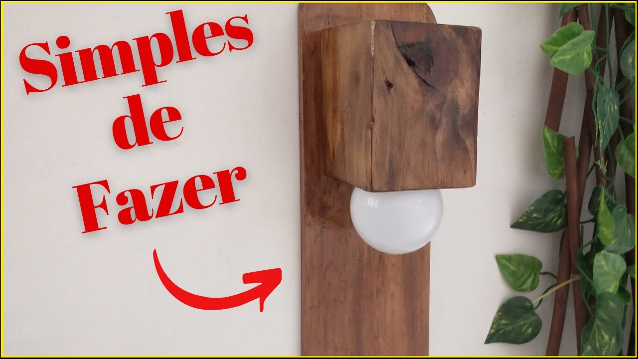 Como Fazer Luminária Rústica de Madeira  [Muito Simples] - How to Make Rustic Wooden Lamp [ Simple]