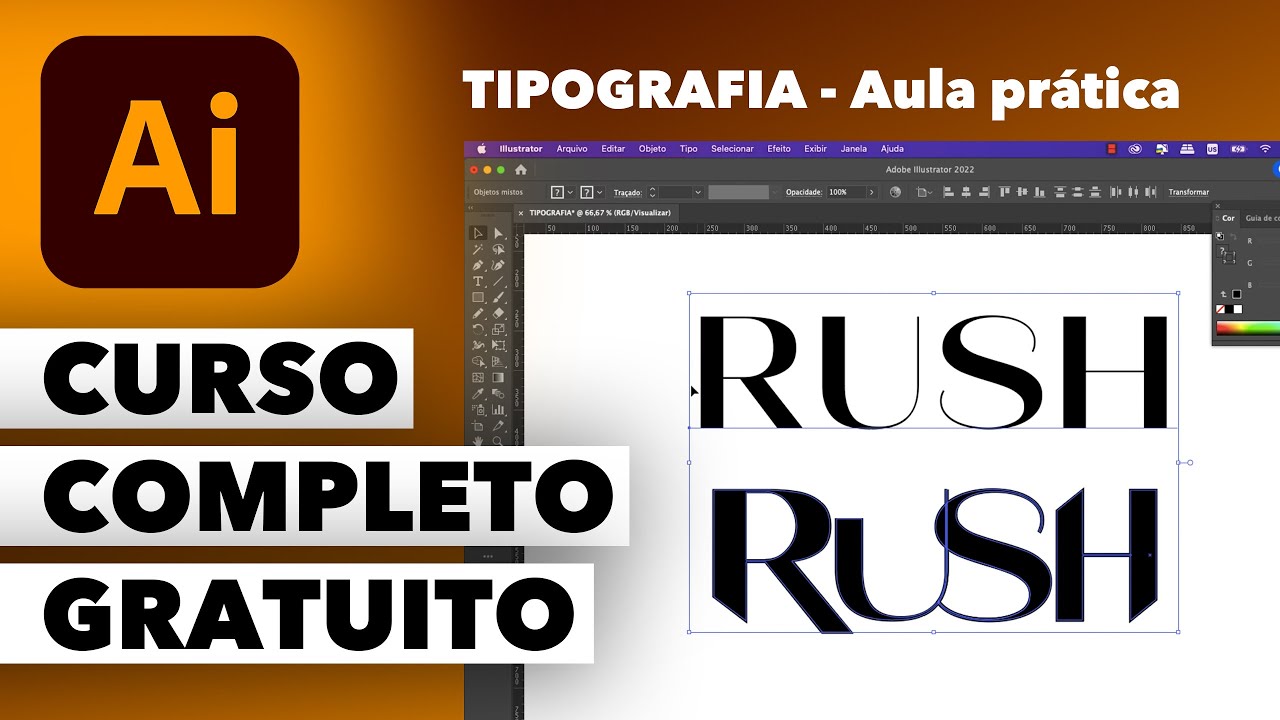 TIPOGRAFIA para logotipo - Aula prática | Curso Illustrator completo gratuito 2025