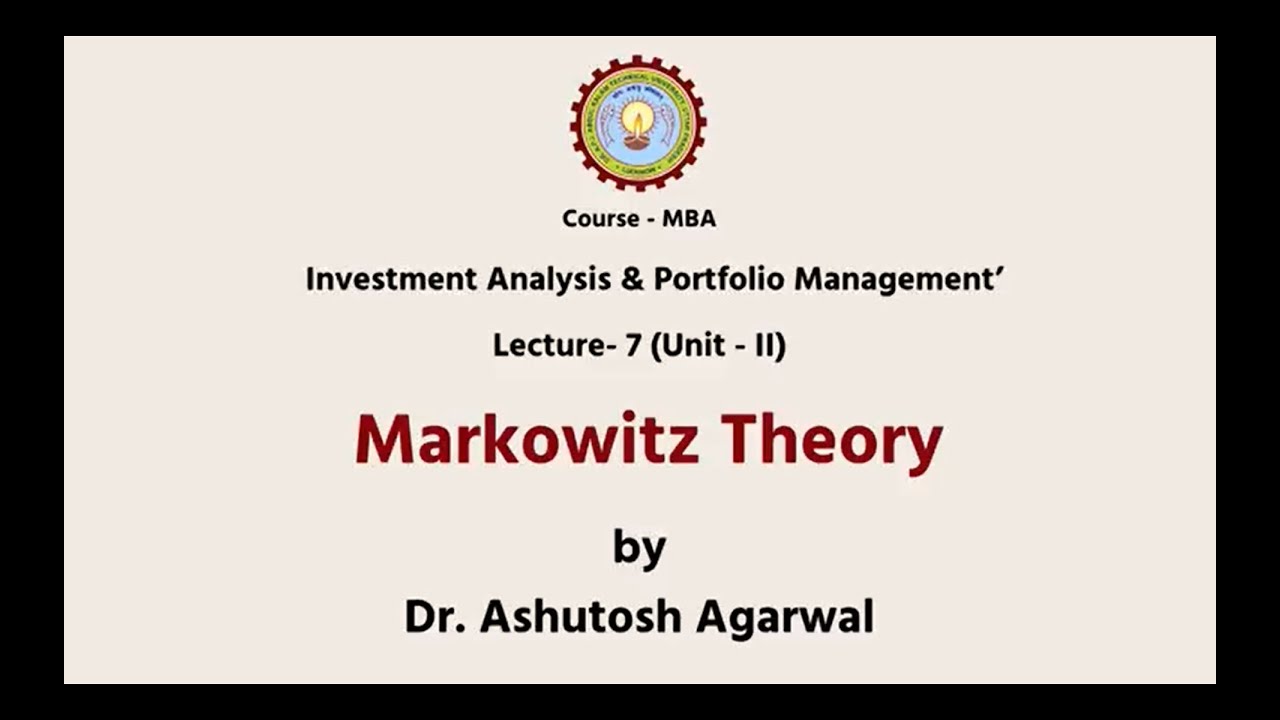 Investment Analysis & Portfolio Management  | Markowitz Theory | AKTU Digital Education