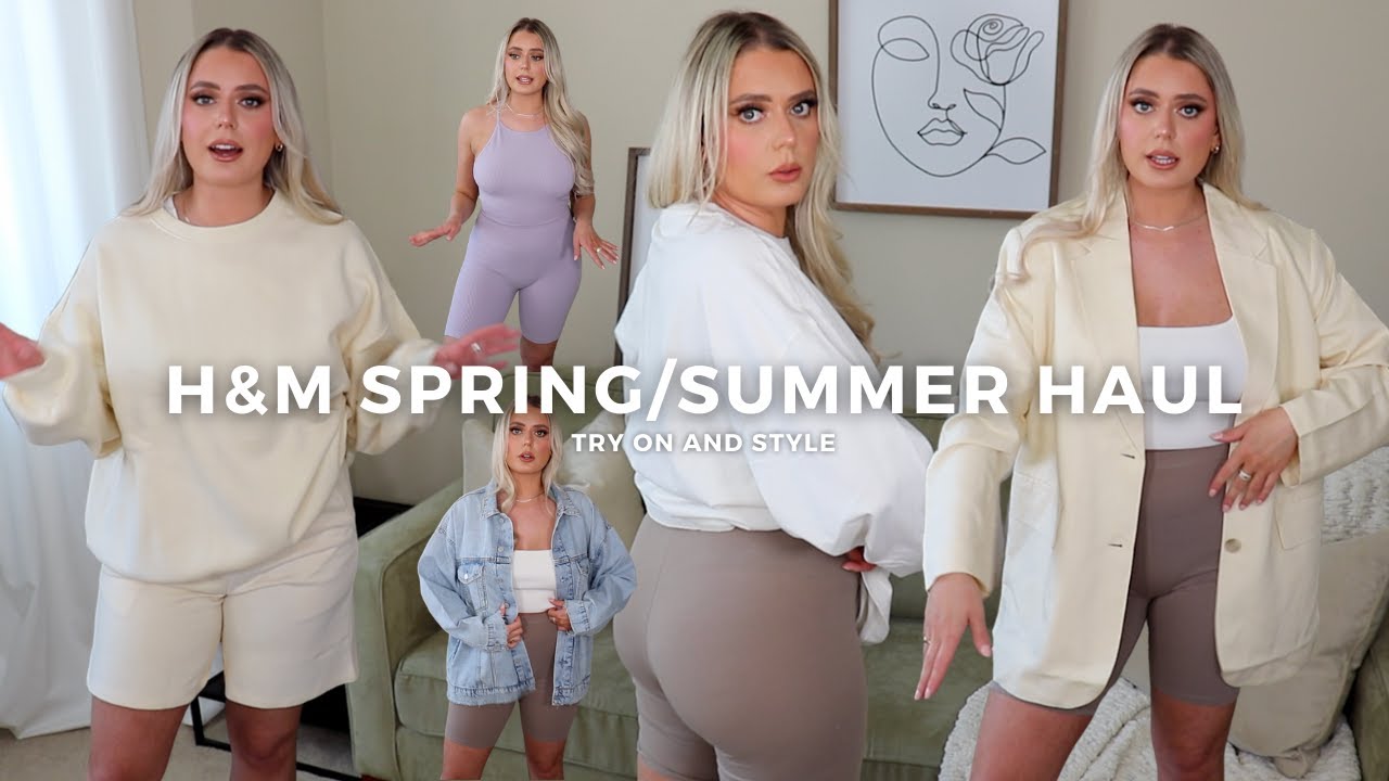 H&M SPRING/SUMMER HAUL | TRY ON AND STYLE | LOUNGE WEAR, BIKER SHORTS, CUTE TOPS, BASICS