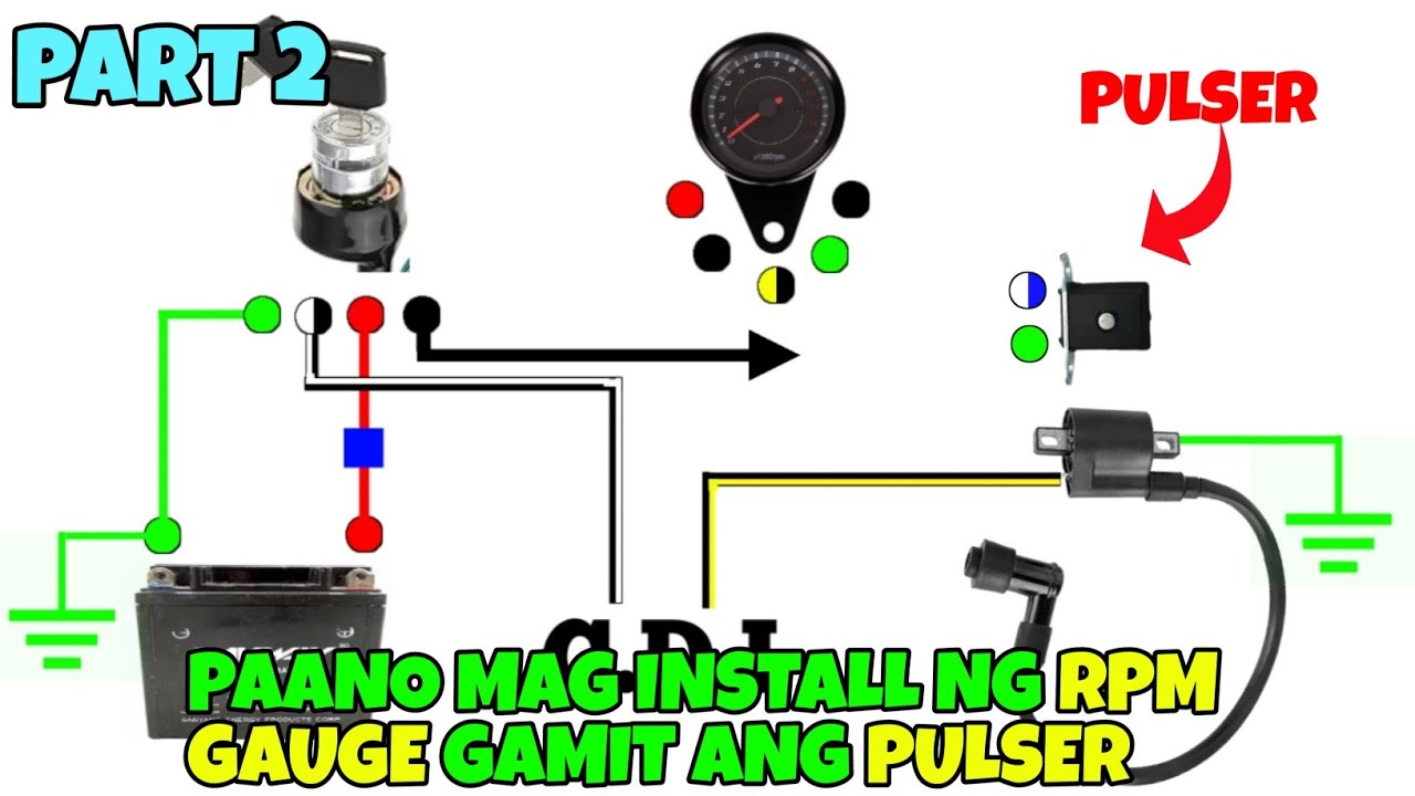 PAANO MAG LAGAY NG RPM GAUGE WITH PULSER SA MOTOR PART 2 ( WIRING DIAGRAM )