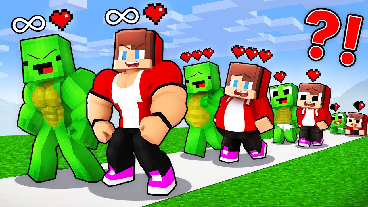 Mikey and JJ from FAT to STRONGEST in Minecraft (Maizen)