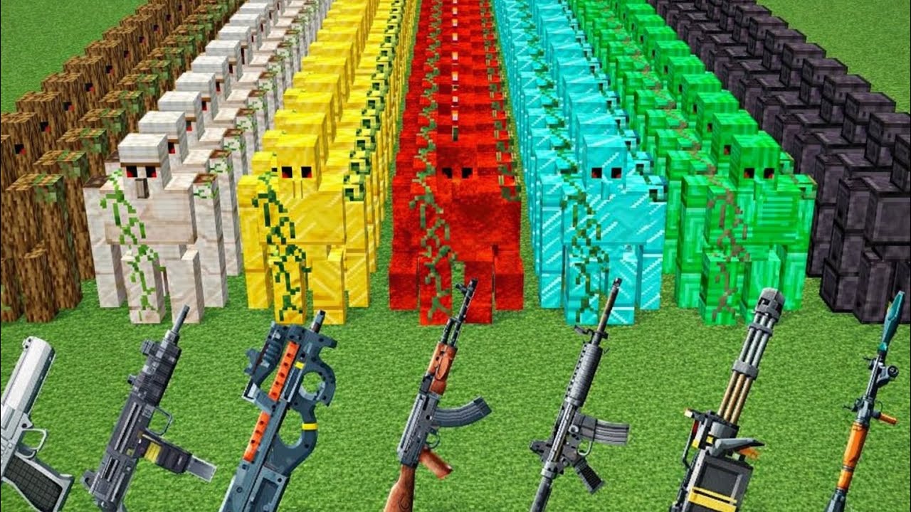 Minecraft Guns vs Iron Golems 🔫⚔️ | Gun Power Test | Fastest Kill Challenge