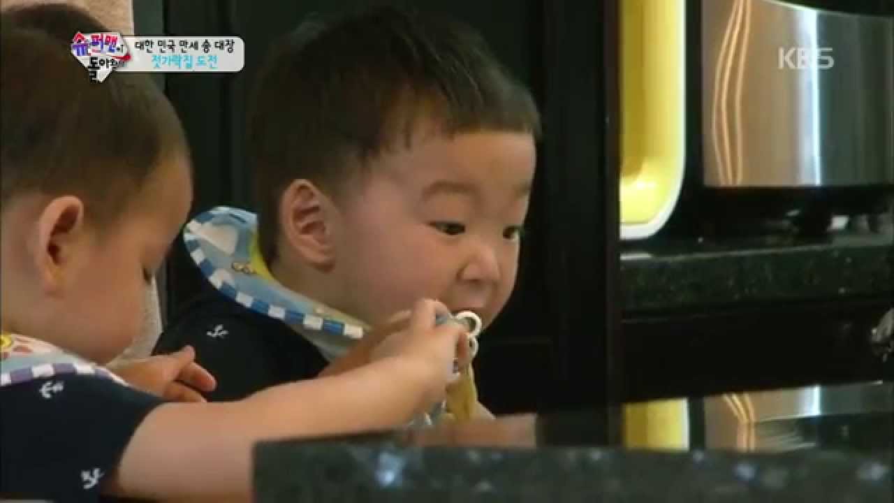 [HIT] 슈퍼맨이 돌아왔다-삼둥이 3인3색 젓가락 도전기, 자장면도 호로록!.20141026