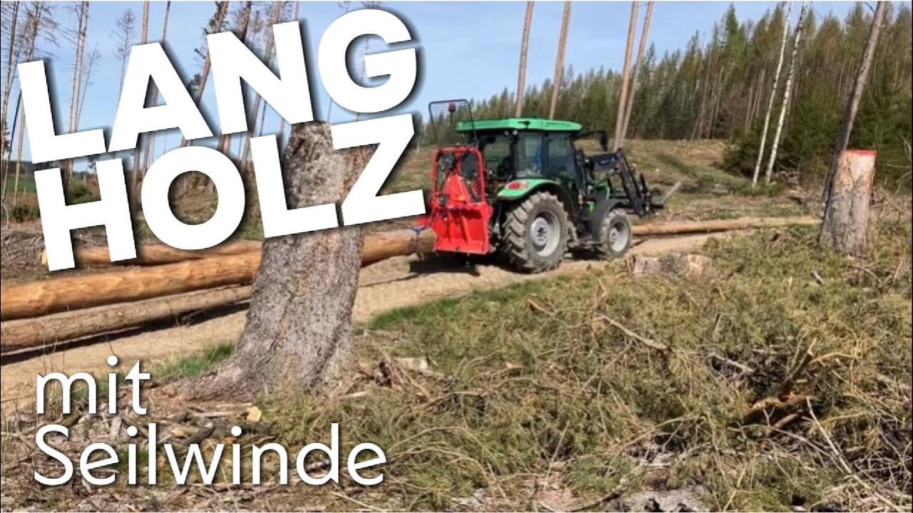 Langholz Poltern🌲 | Deutz Fahr 5070 d Keyline | Seilwinde Oehler SW 5,5t EH-SA Funk