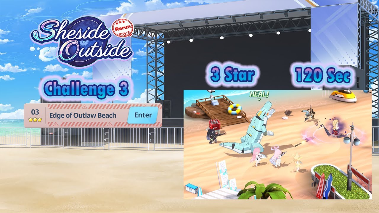 Blue Archive Global - Sheside Outside Rerun Challenge 3 (3 Star & 120 Sec Clear)