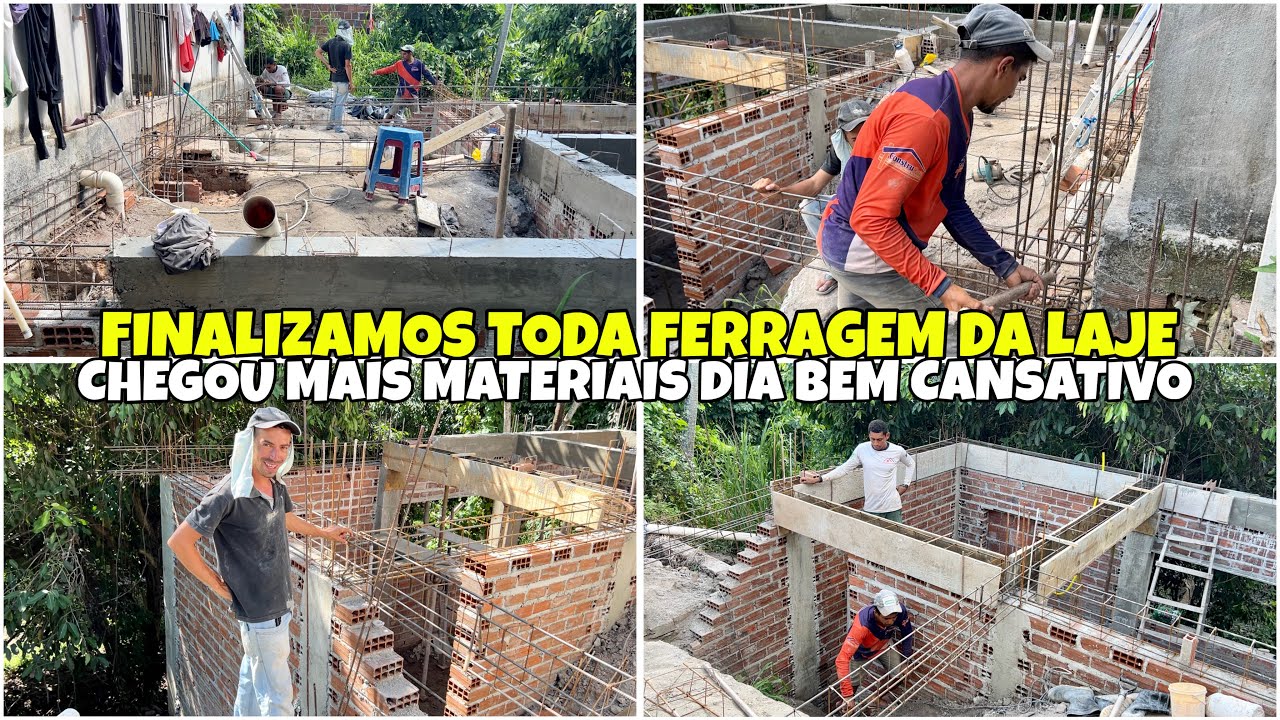FINALIZAMOS TODA FERRAGEM DA LAJE| CHEGOU OS MATERIAIS QUE ESTAVAM FALTANDO| DIAS BEM CANSATIVO🥵
