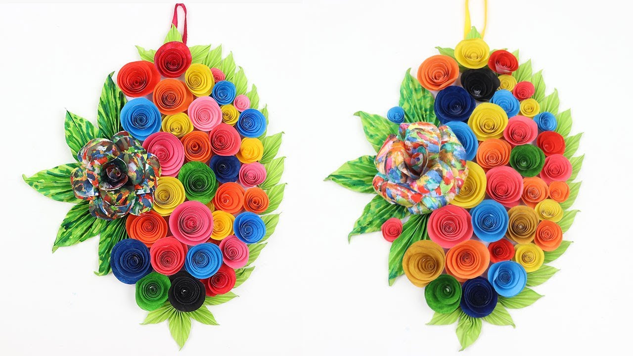 How to Make Easy Wall Hanging Room Decor Craft Ideas DIY Paper Flower Wall Decor for Home Decoration