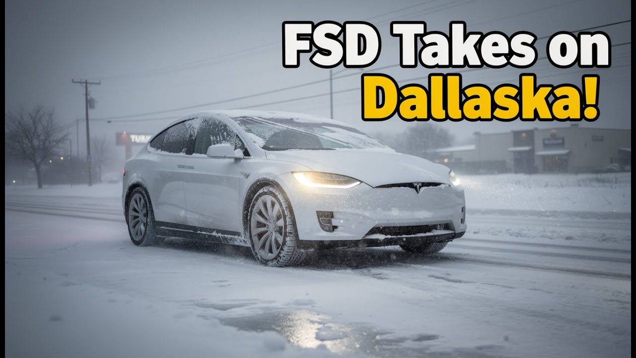 Tesla FSD 14.2.2.3 Drives on Solid Ice ❄️ Dallas Winter Storm Test