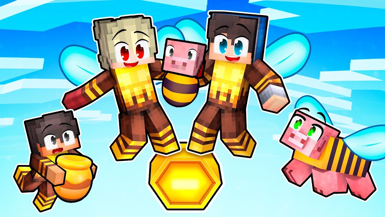 3 KAMARÁDI na jednom VČELÍM BLOCKU v Minecraftu!