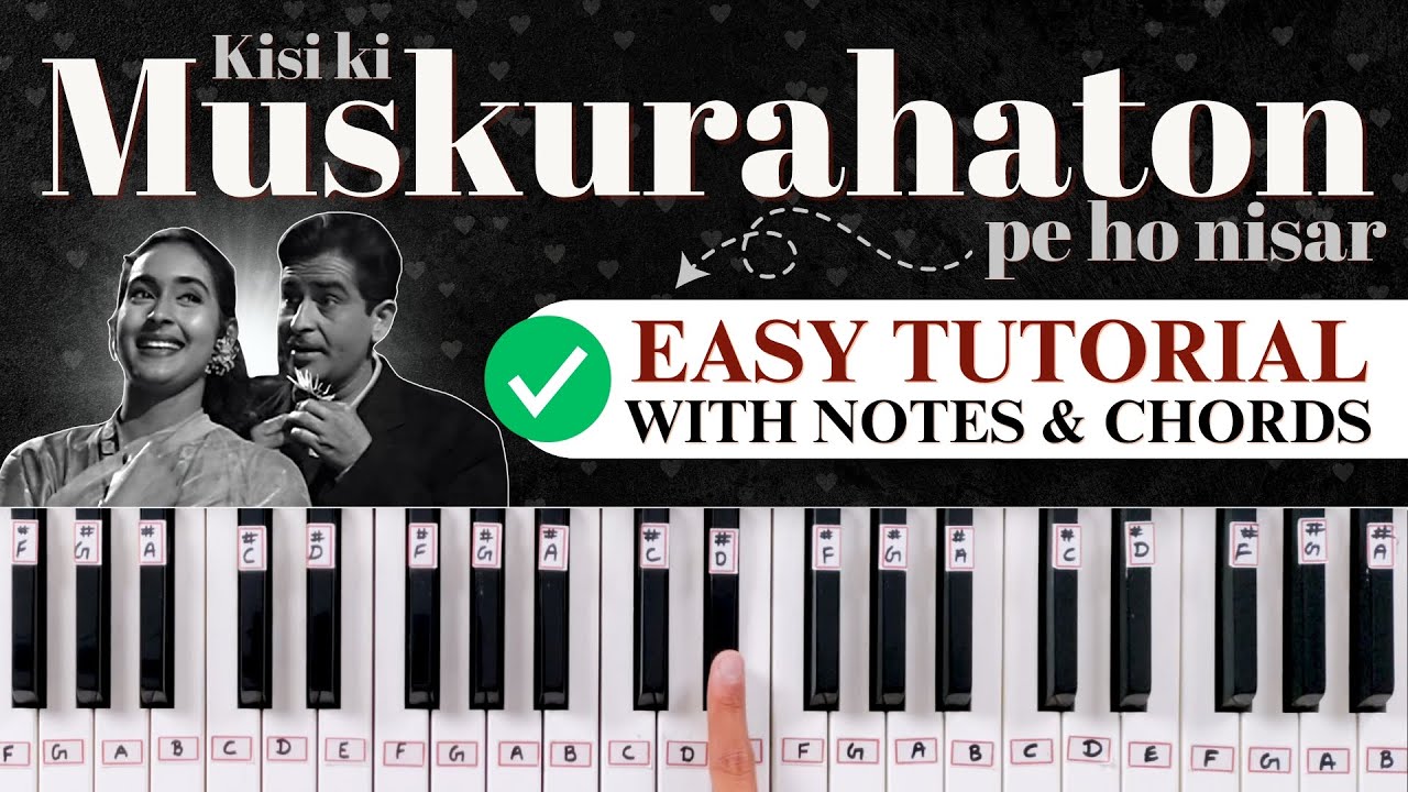 Kisi ki muskurahton pe ho nisar - Easy Piano Tutorial with notes & chords - PIX Series - Hindi