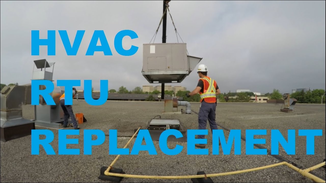 TIMELAPSE - HVAC rooftop unit removal and replacement install