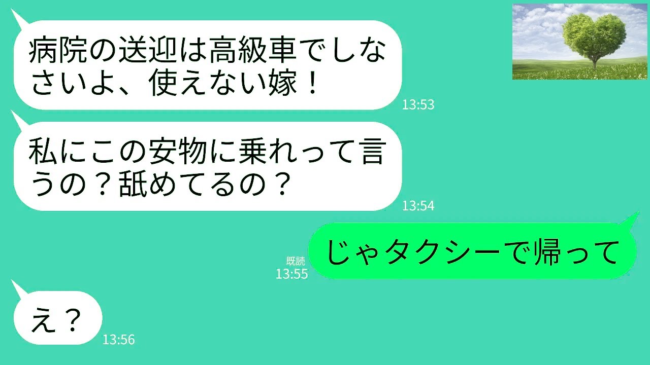 【LINE】介護中の義母の病院終わりに迎えに行くといつものように難癖…。義母「相変わらず安っぽい車w私にこんなのに乗れって言うの？」→私「じゃあタクシーで帰れば？」→そのまま置き去りにした結果w