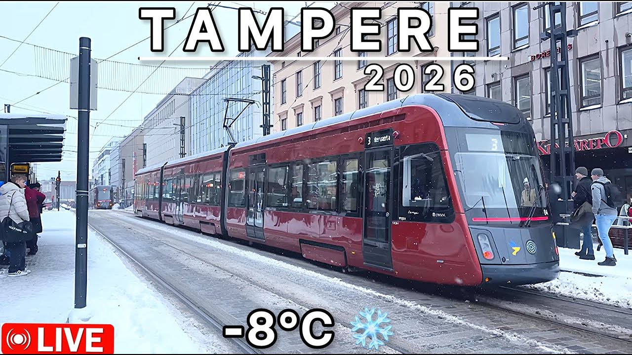 TAMPERE CITY CENTER WINTER WALKING TOUR IN THE SNOW | FINLAND STREET VIBES IN EXTREME COLD 🥶
