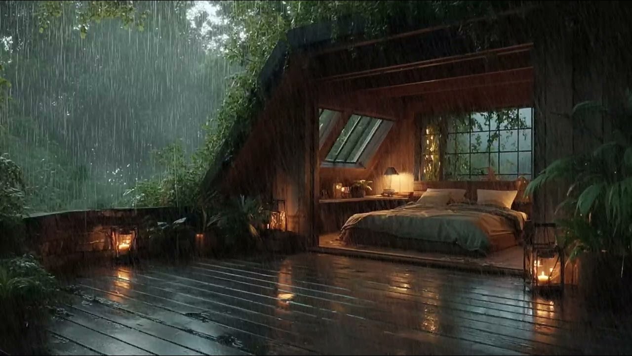 Gentle Rain in a Cozy Forest Bedroom 🌧️ Relaxing Night Rain Sounds for Deep Sleep & Peaceful Rest