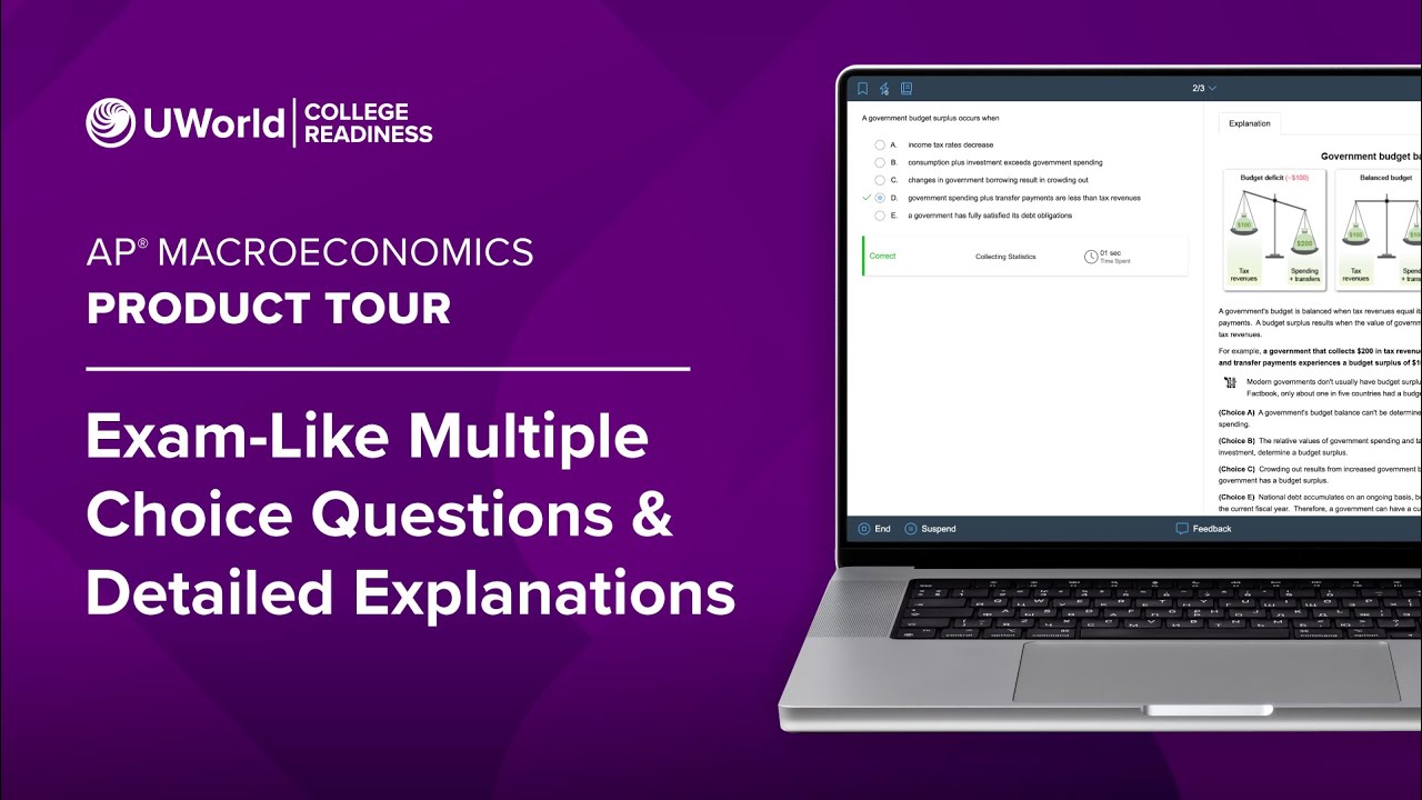 UWorld’s Course for AP® Macro: AP Exam-Like Multiple Choice Questions & Detailed Explanations