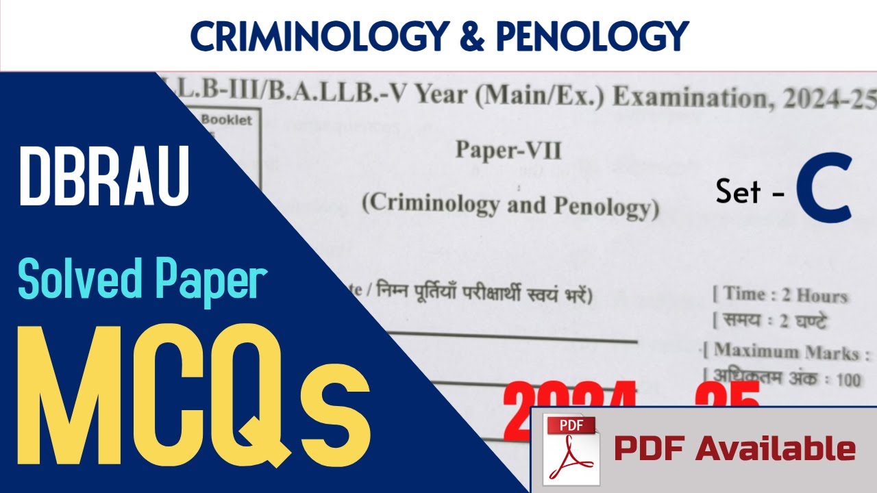 LLB 3rd Year MCQ Solved Paper 2024-25 | Criminology and Penology | DBRAU
