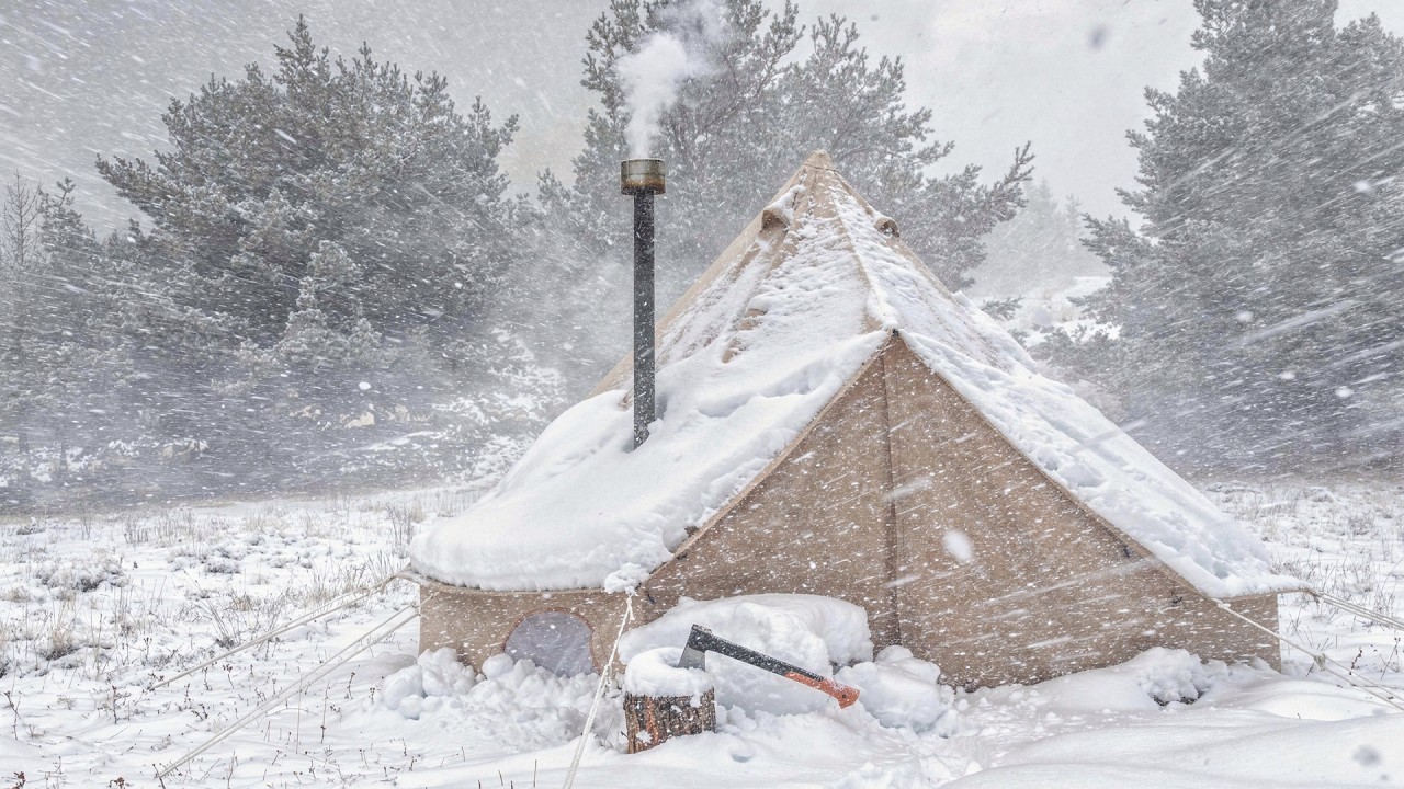 KAR FIRTINASINDA SICAK ÇADIRDA KAMP | -5°C DONDURUCU