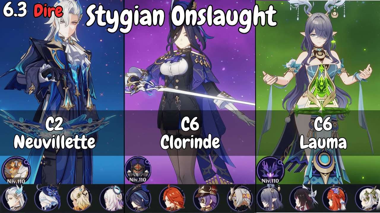 6.3 Stygian Onslaught C6 Lauma C6 Clorinde C2 Neuvillette - Dire Mode
