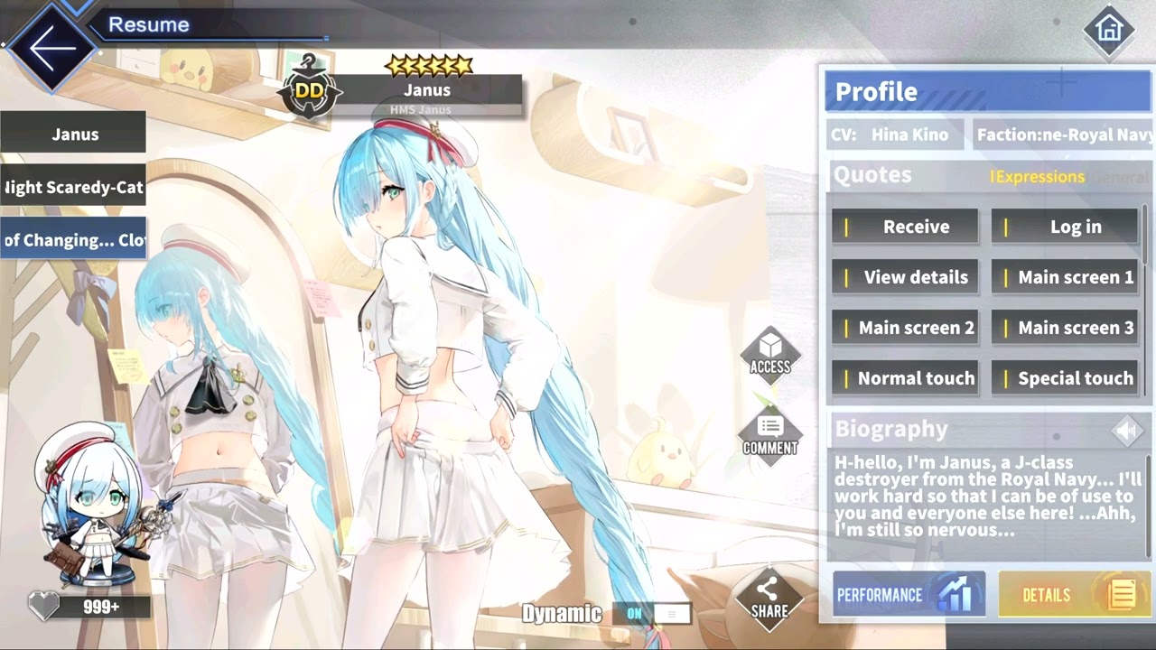 Azur Lane: New HMS Janus Dynamic Skin Talk (Fear of Changing... Clothes)