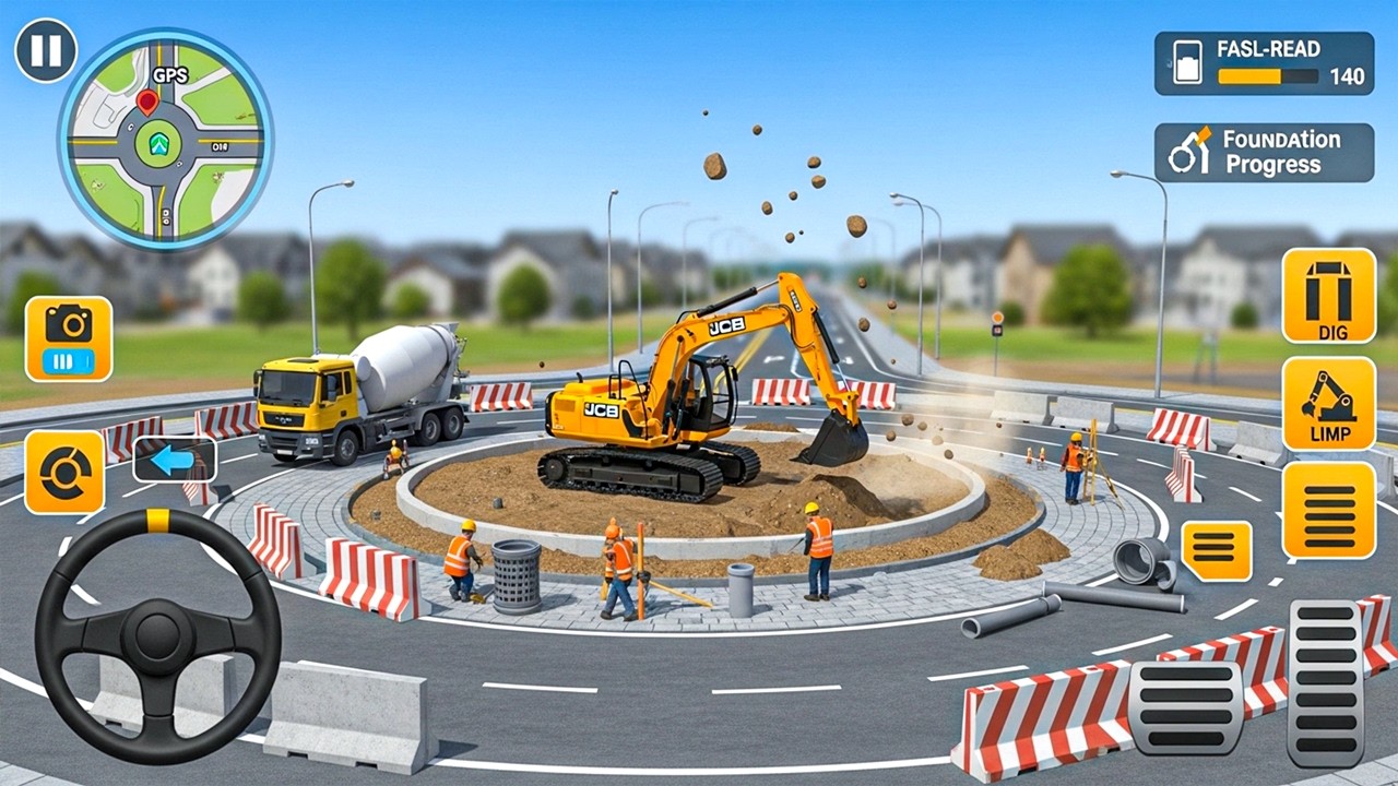 Massive Bridge & Road Project &ndash; Real JCB Excavator Sim &ndash; Android Gameplay